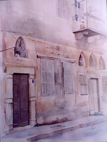 Painting titled "Building at Souk El…" by Vani Ghougassian, Original Artwork