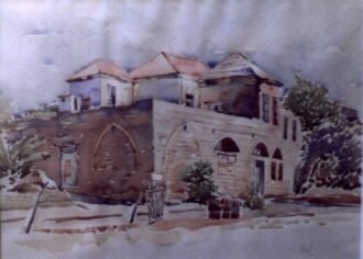 Painting titled "House in Jbeil 01" by Vani Ghougassian, Original Artwork