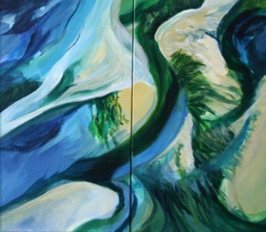 Painting titled "Lagoon" by Vania, Original Artwork, Oil