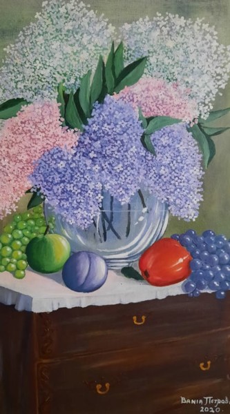 Ζωγραφική με τίτλο "lilac" από Vania Petrova, Αυθεντικά έργα τέχνης, Λάδι