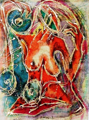 Pintura intitulada "the woman with the…" por Vania Sofronieva, Obras de arte originais, Cera