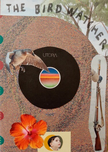 Collages intitulée "The birdwatcher - a…" par Vanitas-Editions, Œuvre d'art originale, Collages
