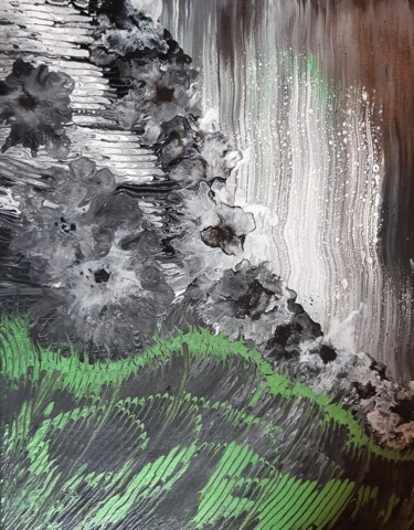 Картина под названием "Falling flowers in…" - Vanja Zanze, Подлинное произведение искусства, Акрил
