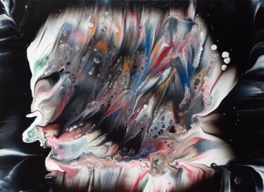 Painting titled "Drowning in darkness" by Vanja Zanze, Original Artwork, Acrylic