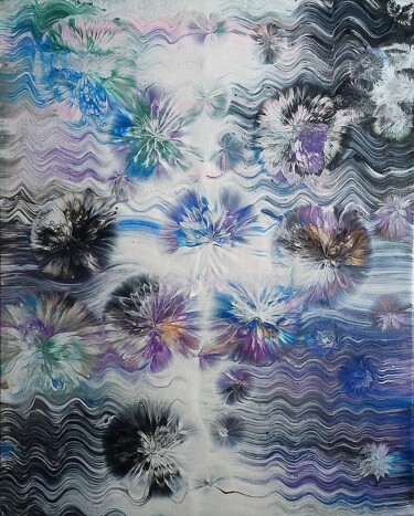 Painting titled "Floating flowers" by Vanja Zanze, Original Artwork, Acrylic