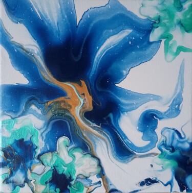 Peinture intitulée "Blue flower" par Vanja Zanze, Œuvre d'art originale, Acrylique