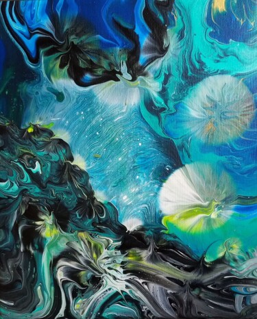 Peinture intitulée "Galactic flowers" par Vanja Zanze, Œuvre d'art originale, Acrylique