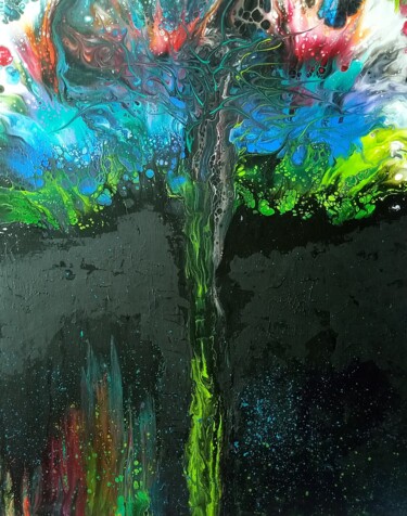 Pintura intitulada "Tree" por Vanja Zanze, Obras de arte originais, Acrílico