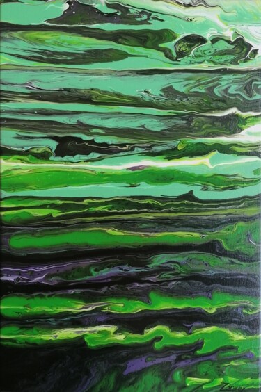 Pittura intitolato "Green landscape" da Vanja Zanze, Opera d'arte originale, Acrilico