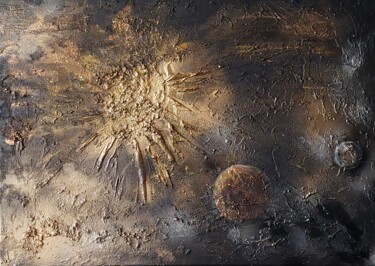 Painting titled "Space Sunset" by Vanja Zanze, Original Artwork, Acrylic