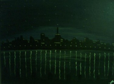 Painting titled "nightlife" by Vanjo, Original Artwork