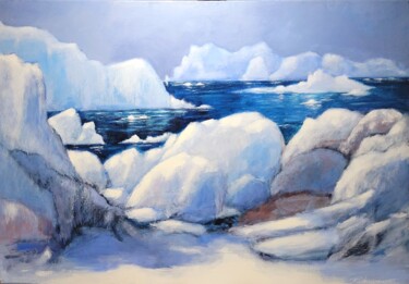Painting titled "ANTARCTIQUE" by Pierre Vanmansart, Original Artwork, Acrylic Mounted on Wood Stretcher frame