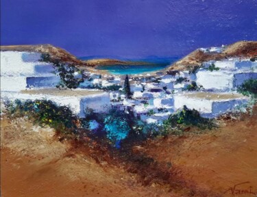 Pintura intitulada "La baia di Patmos" por Vanni 3.14, Obras de arte originais, Óleo