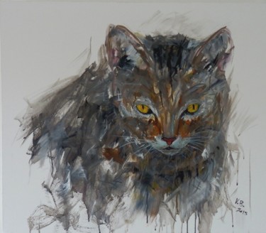 Painting titled "Cat-80x80-cm.jpg" by Vanni Boaretto, Original Artwork