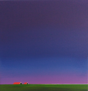 Pittura intitolato "Purple evening in m…" da Nelly Van Nieuwenhuijzen, Opera d'arte originale, Acrilico