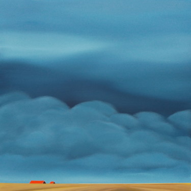Pintura titulada "Red roofs, golden w…" por Nelly Van Nieuwenhuijzen, Obra de arte original, Acrílico