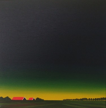Pintura titulada "Golden sunset" por Nelly Van Nieuwenhuijzen, Obra de arte original, Acrílico Montado en Bastidor de camill…