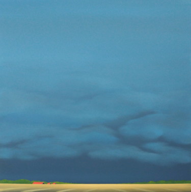 Pintura titulada "Red roofs, golden w…" por Nelly Van Nieuwenhuijzen, Obra de arte original, Acrílico Montado en Bastidor de…