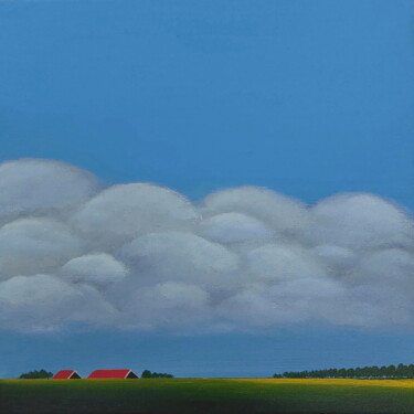 Malarstwo zatytułowany „Travelling clouds” autorstwa Nelly Van Nieuwenhuijzen, Oryginalna praca, Akryl Zamontowany na Drewni…