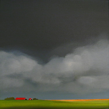 Malerei mit dem Titel "Polder in Zeeland" von Nelly Van Nieuwenhuijzen, Original-Kunstwerk, Acryl