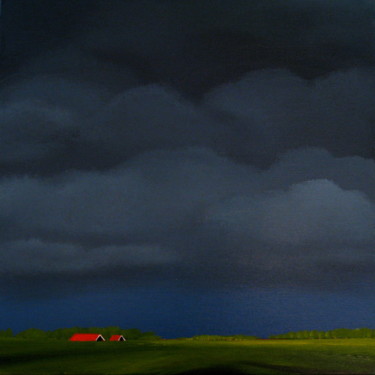 Schilderij getiteld "Red roofs" door Nelly Van Nieuwenhuijzen, Origineel Kunstwerk, Acryl
