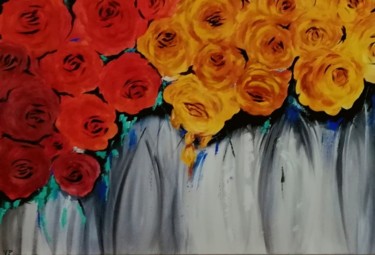 Pintura titulada "Roses for gift" por Vasiliki Polizogopoulou, Obra de arte original, Acrílico