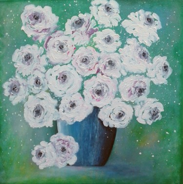Ζωγραφική με τίτλο "Winter roses" από Vasiliki Polizogopoulou, Αυθεντικά έργα τέχνης, Ακρυλικό