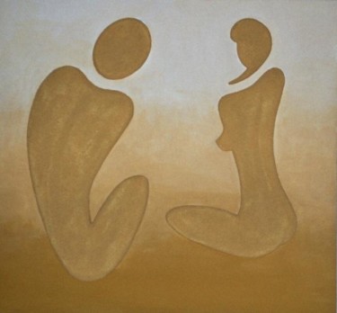 Painting titled "le couple" by Marie Claire Van Raes, Original Artwork