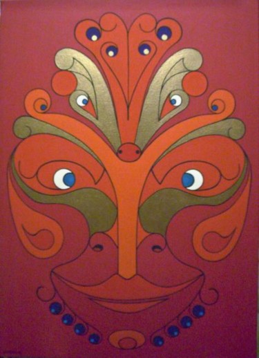 Painting titled "Masques" by Marie Claire Van Raes, Original Artwork