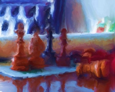 Painting titled "Chess Pieces" by Van Rothrock, Original Artwork, Oil