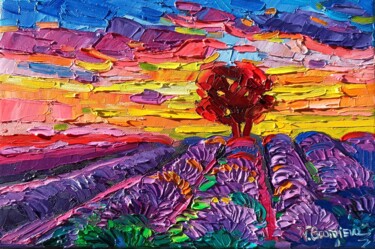 Картина под названием "Little Lavender Sin…" - Vanya Georgieva, Подлинное произведение искусства, Масло Установлен на Деревя…