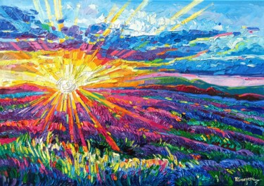 Malarstwo zatytułowany „Sunset Song” autorstwa Vanya Georgieva, Oryginalna praca, Olej Zamontowany na Drewniana rama noszy