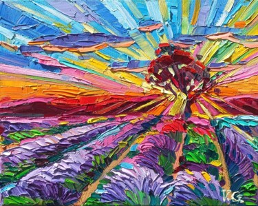 Pintura titulada "Lavender Sunset" por Vanya Georgieva, Obra de arte original, Oleo Montado en Bastidor de camilla de madera