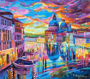 Картина под названием "Riflessi a Venezia" - Vanya Georgieva, Подлинное произведение искусства, Масло Установлен на Деревянн…