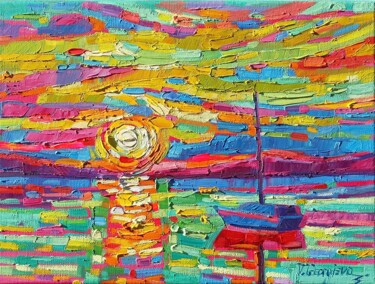 Картина под названием "Sea in my soul 2" - Vanya Georgieva, Подлинное произведение искусства, Масло Установлен на Деревянная…