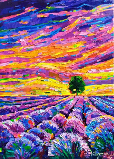 Malerei mit dem Titel "Lavender under the…" von Vanya Georgieva, Original-Kunstwerk, Öl Auf Keilrahmen aus Holz montiert