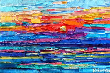 Malarstwo zatytułowany „Sea in the night” autorstwa Vanya Georgieva, Oryginalna praca, Olej Zamontowany na Drewniana rama no…