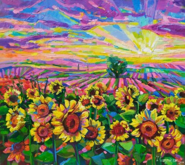 Malerei mit dem Titel "Beautiful Sunflowers" von Vanya Georgieva, Original-Kunstwerk, Öl Auf artwork_cat. montiert