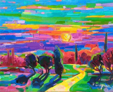 Картина под названием "Vista dalla mia fin…" - Vanya Georgieva, Подлинное произведение искусства, Масло Установлен на Деревя…