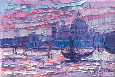 Malerei mit dem Titel "Violet Venice" von Vanya Georgieva, Original-Kunstwerk, Öl Auf Keilrahmen aus Holz montiert