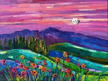 Ζωγραφική με τίτλο "Under the Moonlight" από Vanya Georgieva, Αυθεντικά έργα τέχνης, Λάδι Τοποθετήθηκε στο Ξύλινο φορείο σκε…