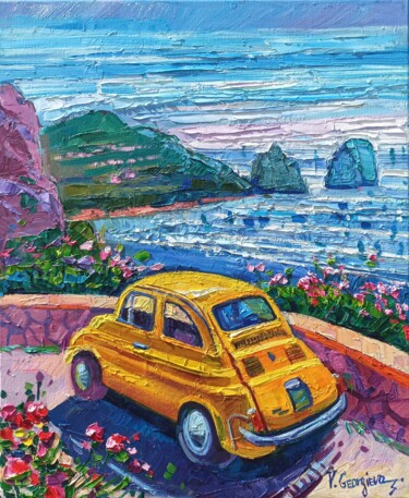 Pittura intitolato "Capri view" da Vanya Georgieva, Opera d'arte originale, Olio Montato su Telaio per barella in legno