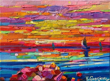 Картина под названием "Sea in my soul 3" - Vanya Georgieva, Подлинное произведение искусства, Масло Установлен на Деревянная…