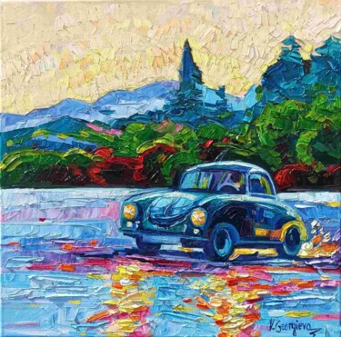 Painting titled "Mille miglia 4 / La…" by Vanya Georgieva, Original Artwork, Oil Mounted on Wood Stretcher frame