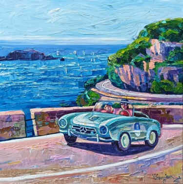 Painting titled "Mille miglia 7 / So…" by Vanya Georgieva, Original Artwork, Oil Mounted on Wood Stretcher frame