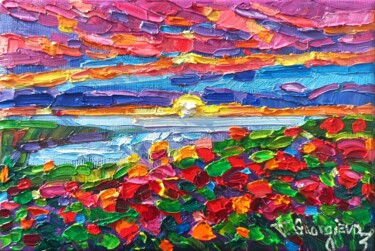 Malerei mit dem Titel "Little poppy field" von Vanya Georgieva, Original-Kunstwerk, Öl Auf Keilrahmen aus Holz montiert