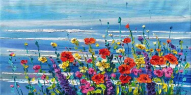 Malerei mit dem Titel "Flowers on the coast" von Vanya Georgieva, Original-Kunstwerk, Öl Auf Keilrahmen aus Holz montiert