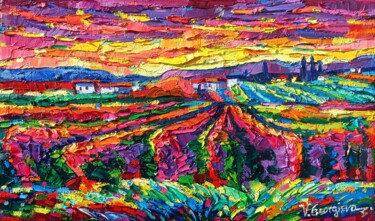 Картина под названием "Golden vineyards 3" - Vanya Georgieva, Подлинное произведение искусства, Масло Установлен на Деревянн…