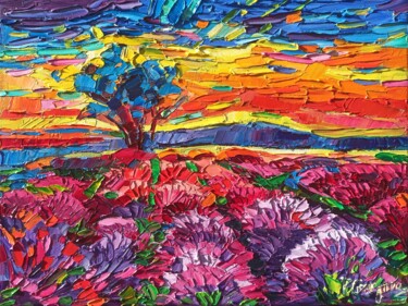 Pintura intitulada "Lavender Sings 6" por Vanya Georgieva, Obras de arte originais, Óleo Montado em Armação em madeira