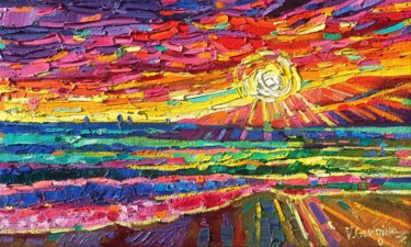 Pintura titulada "Laguna beach sunset" por Vanya Georgieva, Obra de arte original, Oleo Montado en Bastidor de camilla de ma…